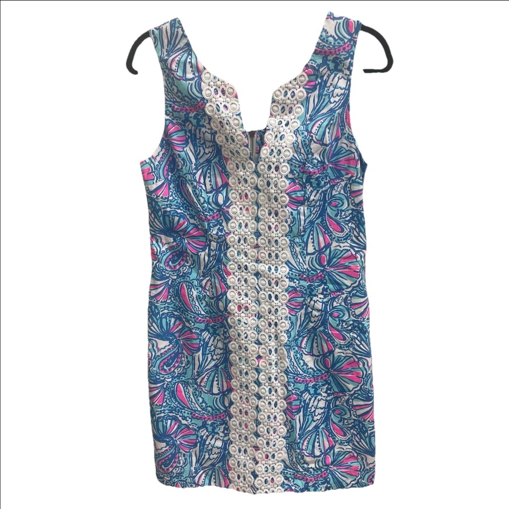 Lilly Pulitzer Blue & Pink Paisley Eyelet-Trim Mini Dress